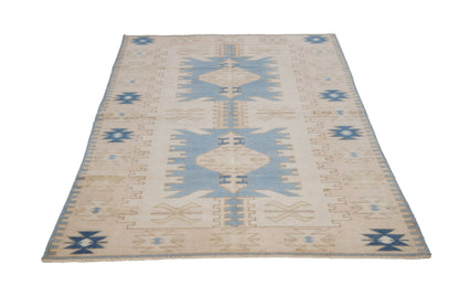 4x7 Turkish Oushak Rug, HANDMADE VİNTAGE Rug, AREA Rug Turkey, Home decor ,Coastal rug, Fine rug, Unique rug, Faded rug, Anatolia,7299