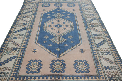 Navy blue Pink 6x9 TURKİSH RUG, Oushak rug, Vintage rug, Neutral rug, Anatolia rug, Living room rug, Unique rug, AreaRug 6x9, 7309
