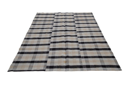 Plaid Kilim Rug, Southwestern Decor, Turkish Vintage Area Rug, Living Room Rug, Modern Rug, Home Decor, Fine Rug, Kilim Rug 6x9, 7262