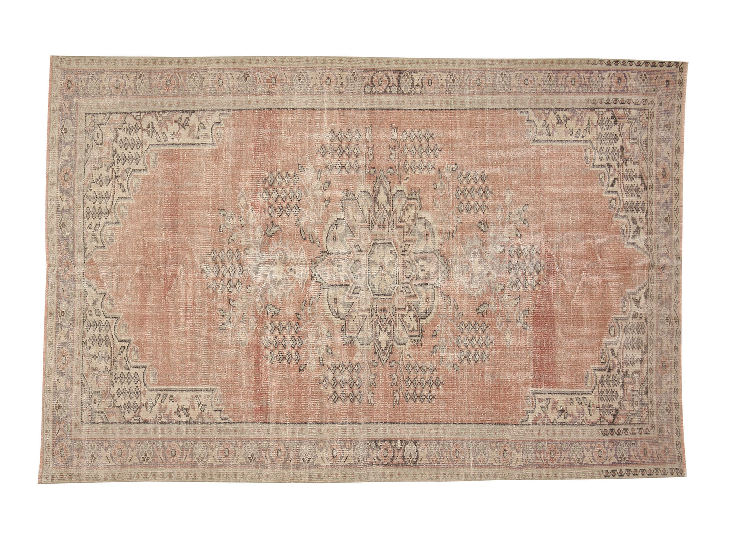 Oushak Handmade Area Rug, Turkish Vintage Eclectic Rug, Anatolia Rug, Neutral Faded Rug, Bohemian Rug, Living Room Rug, Rug 6x8, 11555