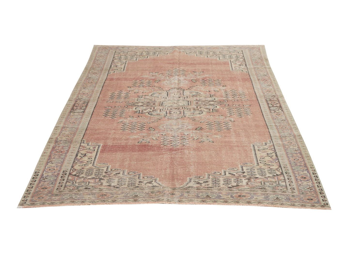 Oushak Handmade Area Rug, Turkish Vintage Eclectic Rug, Anatolia Rug, Neutral Faded Rug, Bohemian Rug, Living Room Rug, Rug 6x8, 11555