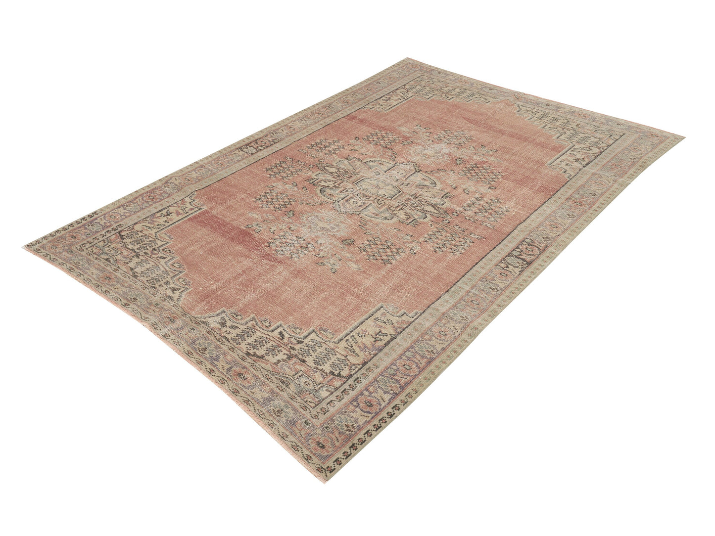 Oushak Handmade Area Rug, Turkish Vintage Eclectic Rug, Anatolia Rug, Neutral Faded Rug, Bohemian Rug, Living Room Rug, Rug 6x8, 11555