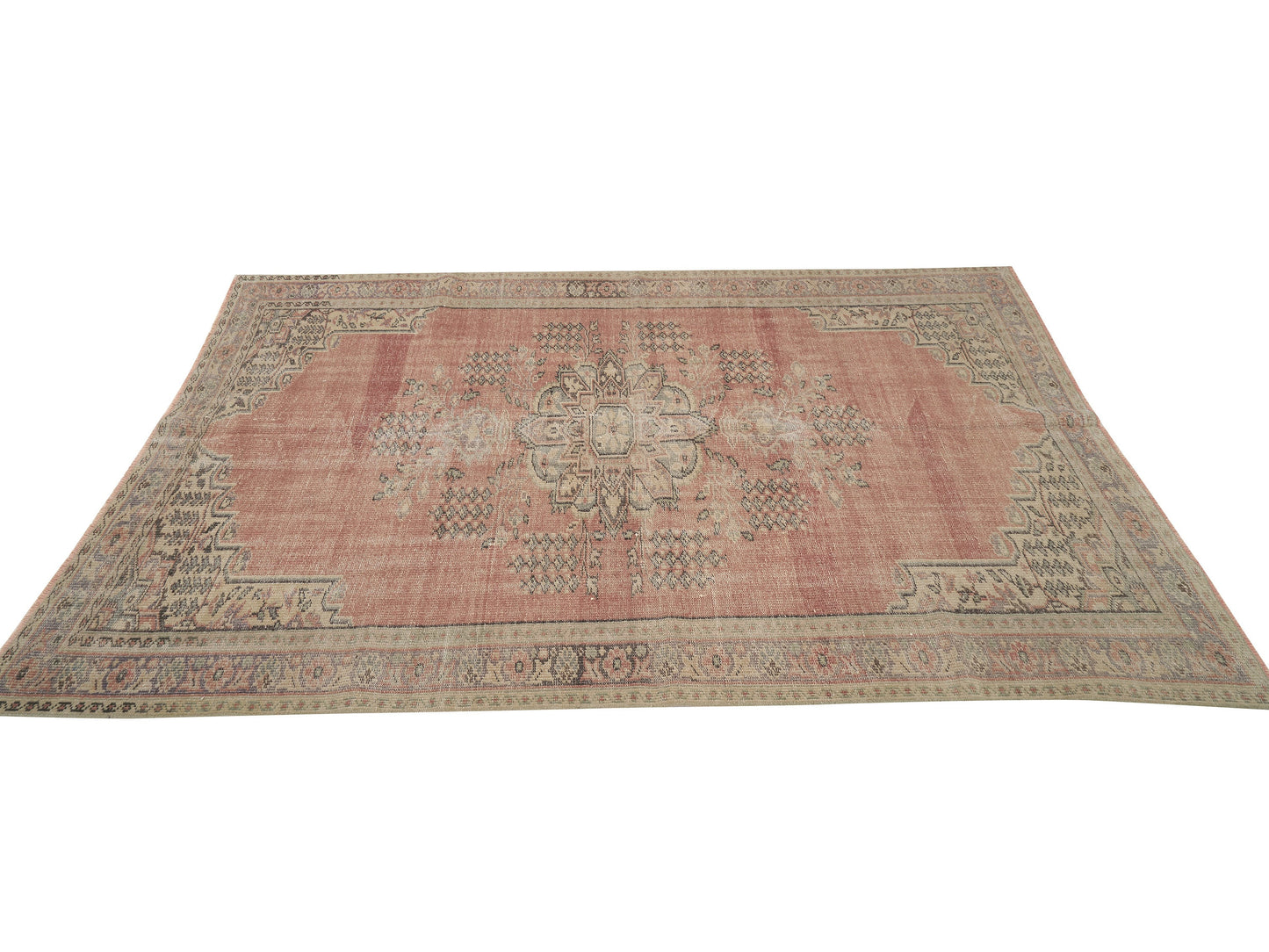 Oushak Handmade Area Rug, Turkish Vintage Eclectic Rug, Anatolia Rug, Neutral Faded Rug, Bohemian Rug, Living Room Rug, Rug 6x8, 11555