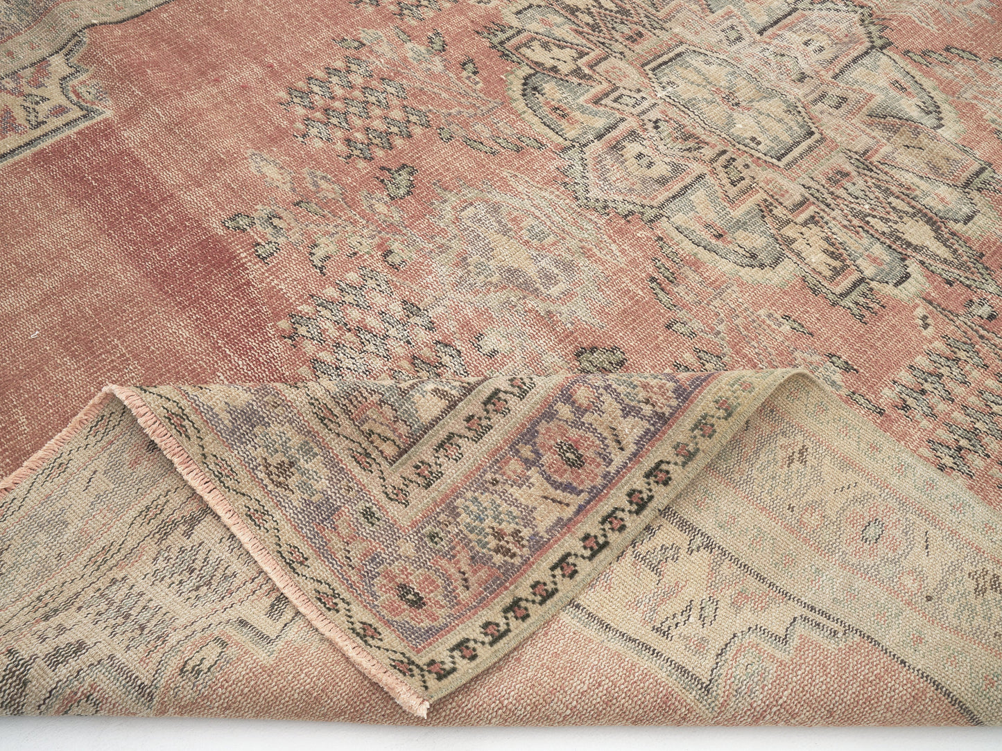 Oushak Handmade Area Rug, Turkish Vintage Eclectic Rug, Anatolia Rug, Neutral Faded Rug, Bohemian Rug, Living Room Rug, Rug 6x8, 11555