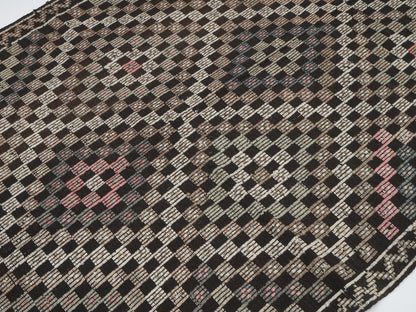 Vintage Area Kilim Rug, Turkish Handmade Antique Kilim Rug, Neutral Faded Rug, Living Room Rug, Primitive Rug, Kilim Rug 5x8, 12560