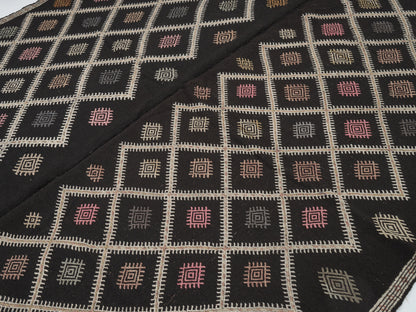 Kilim Rug 7x8, Bedroom Rug, Handmade Area Kilim Rug, Turkish Flat Weave Kilim Rug, Vintage Antique Kilim Rug, Farmhouse Decor, 12582
