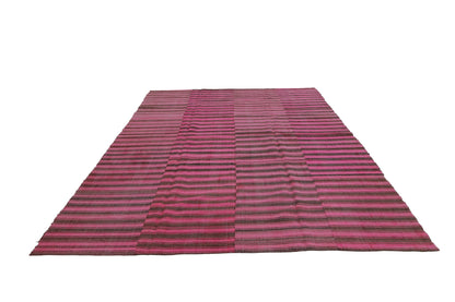 Turkish Vintage Area Kilim rug, Kilim Rug 9x12, Striped Pink Large Kilim rug ,Living room Oversize KİLİM Rug, Bohemian decor, KİLİM,6613