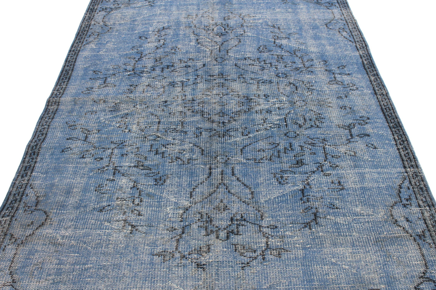 5x8 Rug,Turkish Rug Blue,Vintage Rug 5x8,Overdye Rug, Blue Rug 5x8, Handmade Carpet Rug, Coastal Decor, Living Room Rug