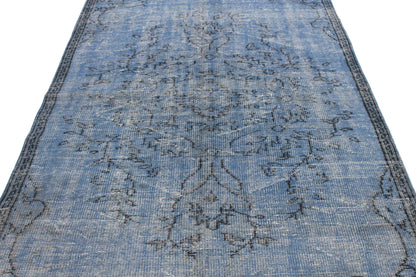 5x8 Rug,Turkish Rug Blue,Vintage Rug 5x8,Overdye Rug, Blue Rug 5x8, Handmade Carpet Rug, Coastal Decor, Living Room Rug