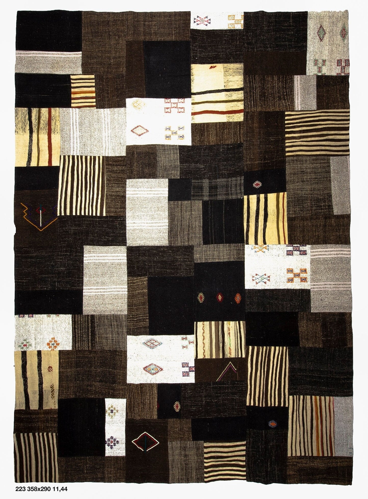 Brown Gray Patchwork Kilim rug, 10x13 Large Oversize Turkish rug, One of a kind rug, Vintage rug 10x13 ,Turkish kilim rug, 9223