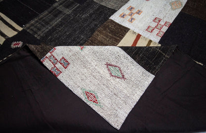 Brown Gray Patchwork Kilim rug, 10x13 Large Oversize Turkish rug, One of a kind rug, Vintage rug 10x13 ,Turkish kilim rug, 9223