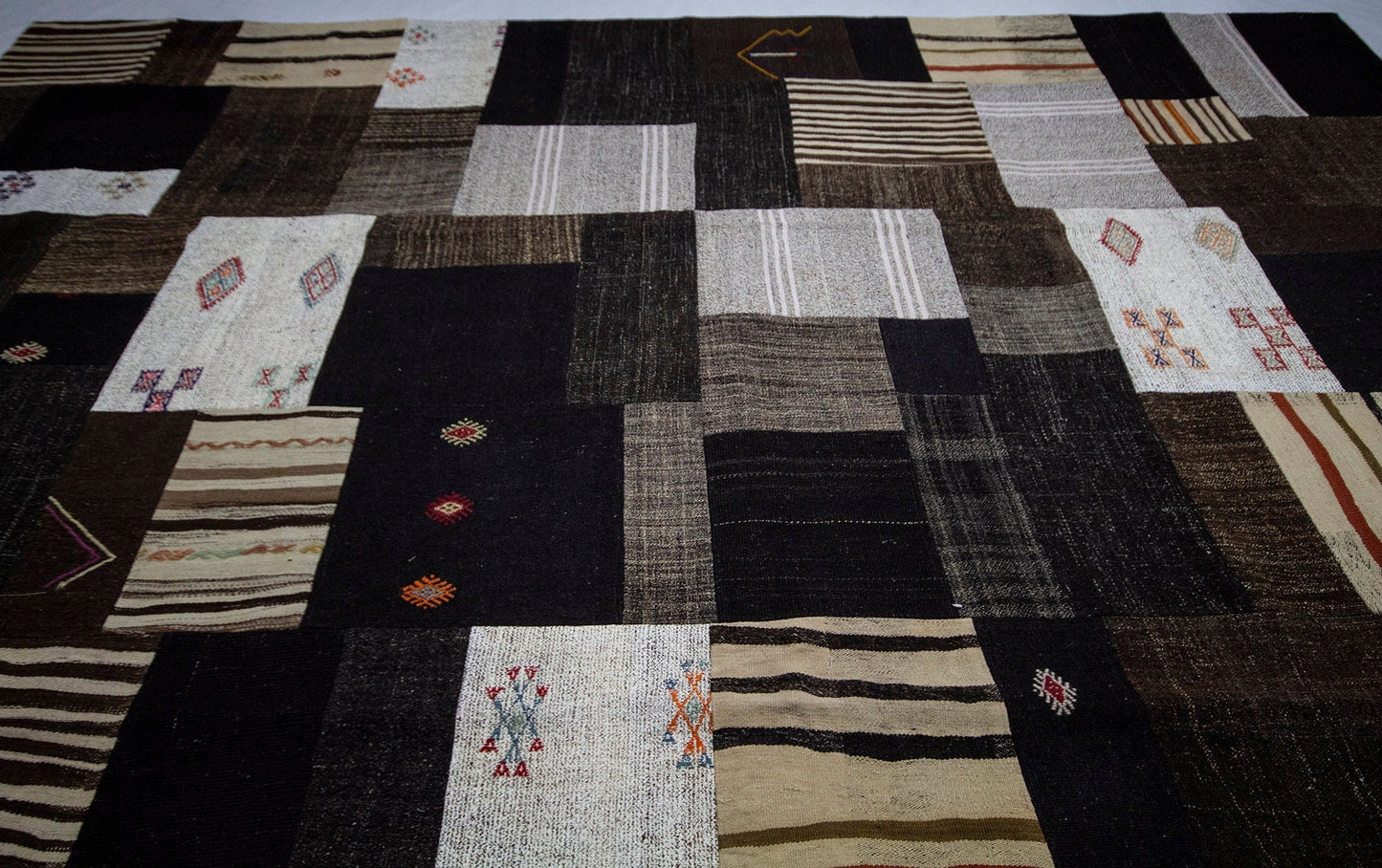 Brown Gray Patchwork Kilim rug, 10x13 Large Oversize Turkish rug, One of a kind rug, Vintage rug 10x13 ,Turkish kilim rug, 9223