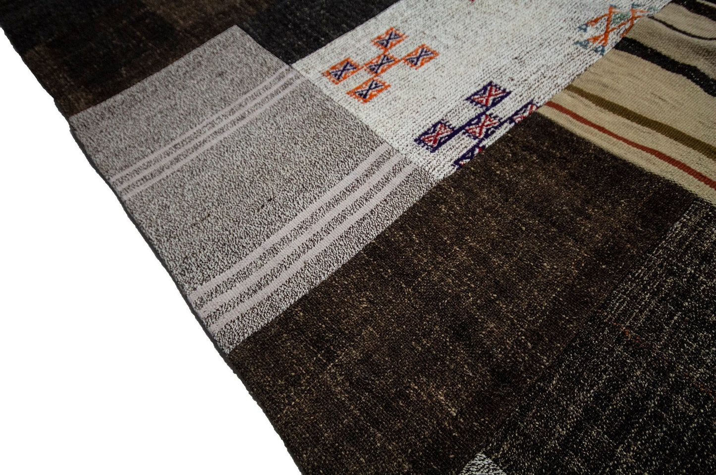Brown Gray Patchwork Kilim rug, 10x13 Large Oversize Turkish rug, One of a kind rug, Vintage rug 10x13 ,Turkish kilim rug, 9223