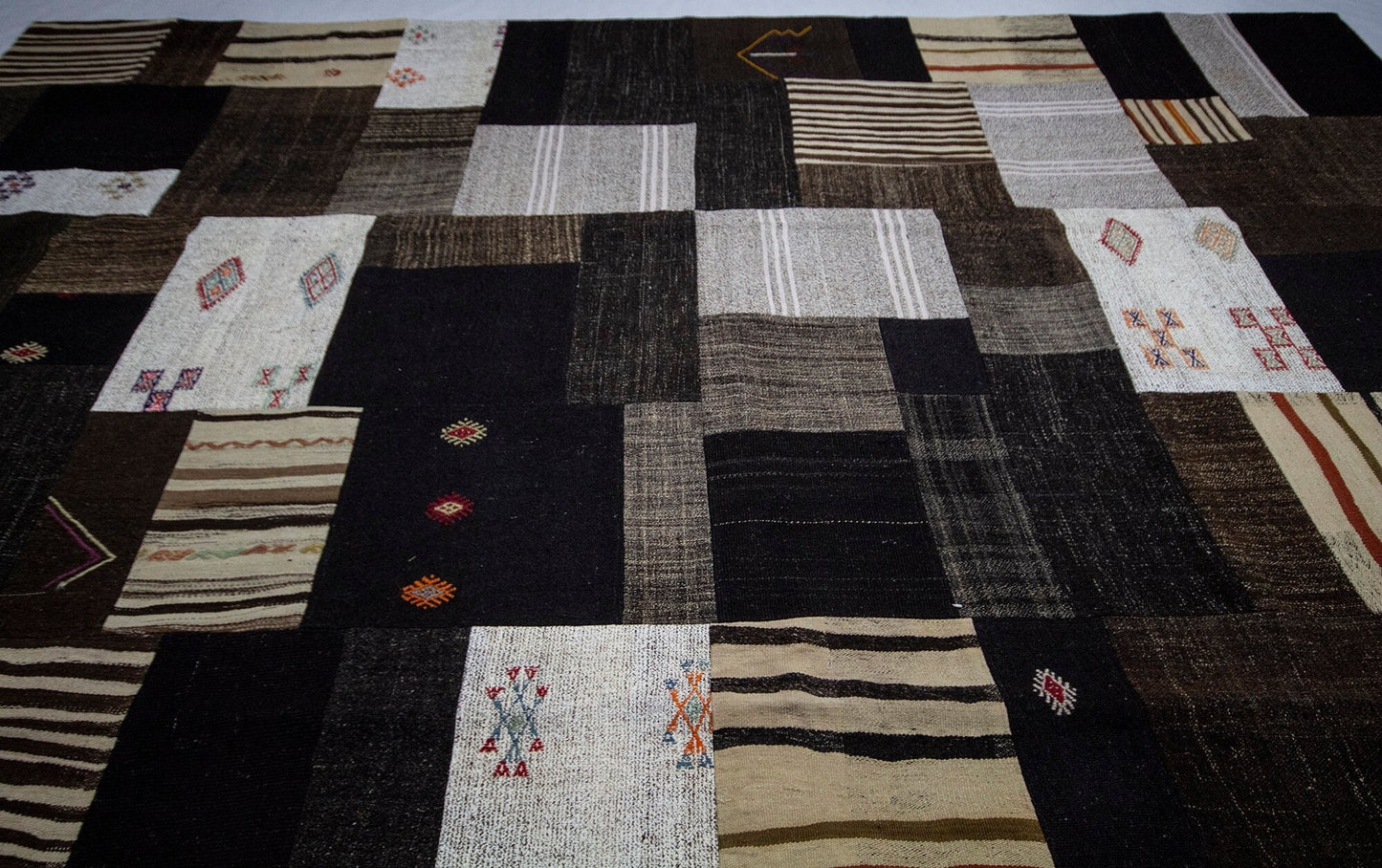 Brown Gray Patchwork Kilim rug, 10x13 Large Oversize Turkish rug, One of a kind rug, Vintage rug 10x13 ,Turkish kilim rug, 9223