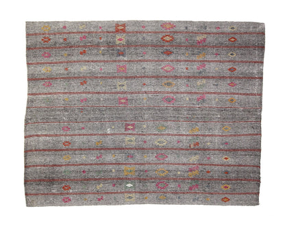 Vintage Turkish Kilim Rug, Gray Rug, Goat Hair Rug, Kilim Rug 6x8, Rug Kilim, Area Kilim Rug, Handmade Kilim Rug, Contemporary Decor, 5558