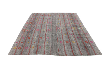 Vintage Turkish Kilim Rug, Gray Rug, Goat Hair Rug, Kilim Rug 6x8, Rug Kilim, Area Kilim Rug, Handmade Kilim Rug, Contemporary Decor, 5558