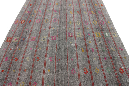 Vintage Turkish Kilim Rug, Gray Rug, Goat Hair Rug, Kilim Rug 6x8, Rug Kilim, Area Kilim Rug, Handmade Kilim Rug, Contemporary Decor, 5558