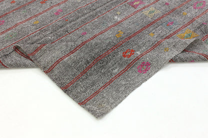 Vintage Turkish Kilim Rug, Gray Rug, Goat Hair Rug, Kilim Rug 6x8, Rug Kilim, Area Kilim Rug, Handmade Kilim Rug, Contemporary Decor, 5558