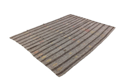 Kilim Rug 6x8, Gray Black Rug, Handmade Kilim Rug, Goat Hair Rug, Area Kilim Rug, Turkish Kilim Rug, Vintage Kilim Rug, Rug Kilim, 4736