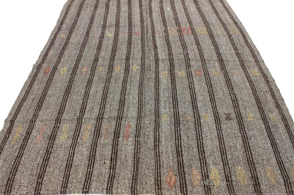 Kilim Rug 6x8, Gray Black Rug, Handmade Kilim Rug, Goat Hair Rug, Area Kilim Rug, Turkish Kilim Rug, Vintage Kilim Rug, Rug Kilim, 4736