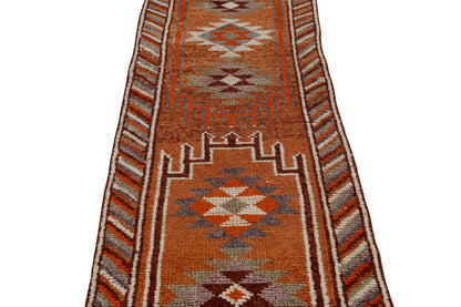 3x12 One of a kind Narrow Scandinavian Runner rug, Hand knotted Herki Carpet Runner rug ,Corridor rug, Floor runner rug, Orient Rug, 7199