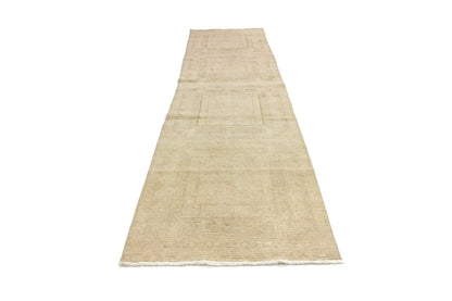 Plain Beige Carpet Runner Rug, Oushak Vintage Turkish Runner 3x11,Turkish Rug Runner,Farmhouse Decor,Hallway,5863