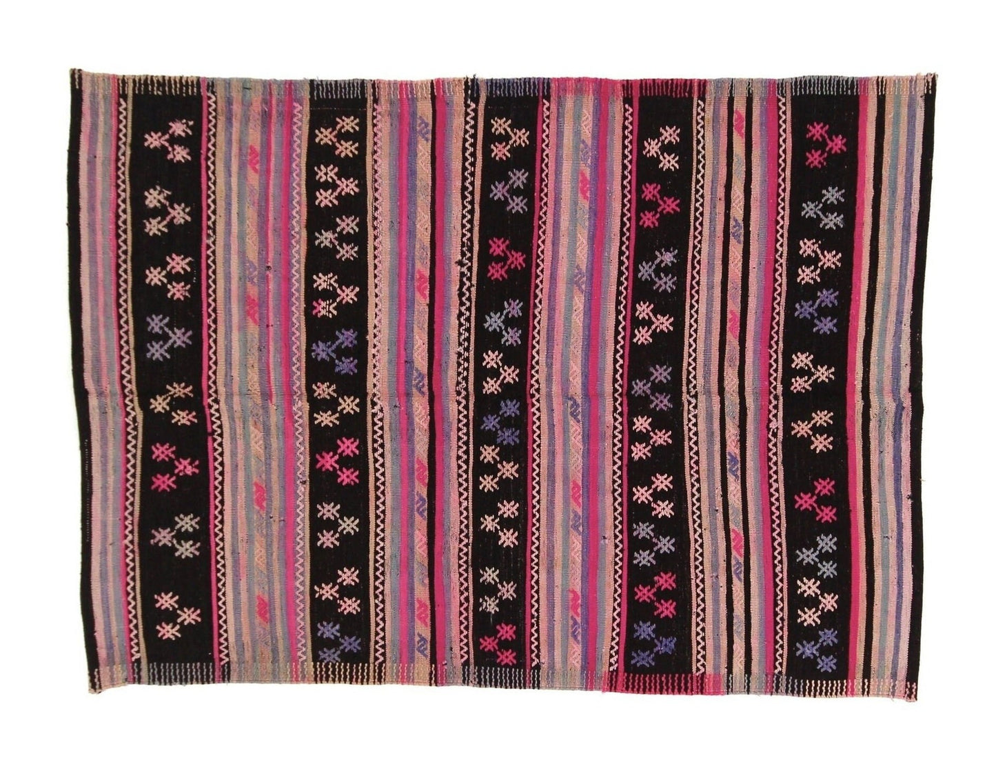 Pink Black Kilim rug, Turkish Vintage Kilim Rug 5x8, Gypsy decor, Boho Kilim rug ,Area Living room rug, Anatolia rug ,Floor Kilim Rug,3187