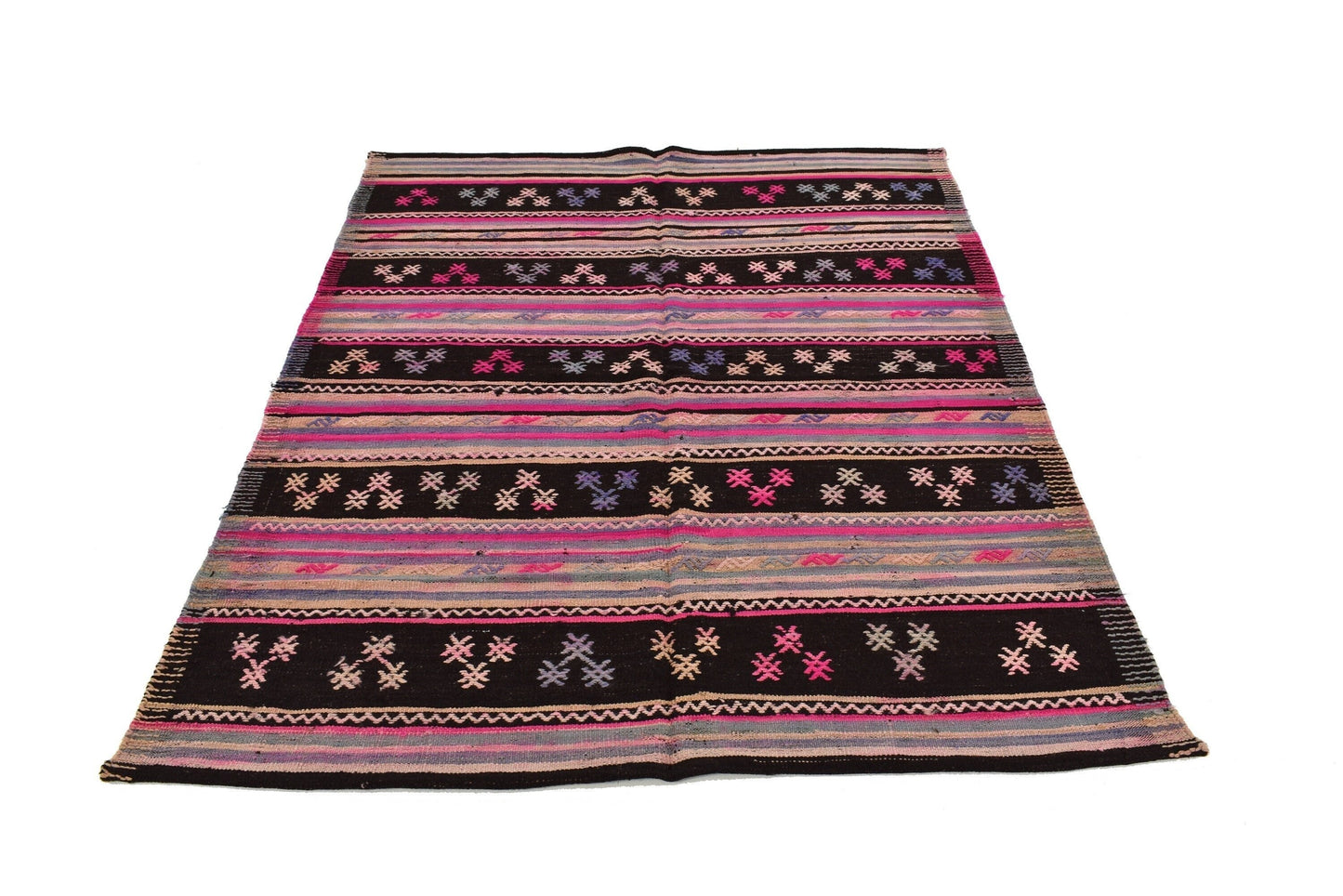 Pink Black Kilim rug, Turkish Vintage Kilim Rug 5x8, Gypsy decor, Boho Kilim rug ,Area Living room rug, Anatolia rug ,Floor Kilim Rug,3187