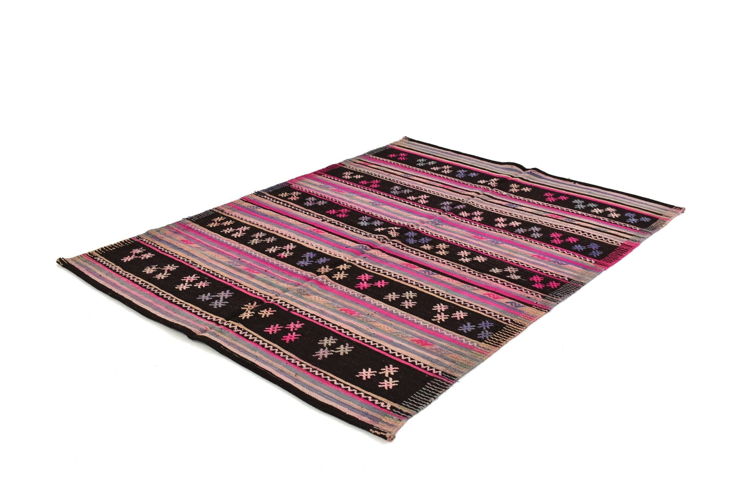 Pink Black Kilim rug, Turkish Vintage Kilim Rug 5x8, Gypsy decor, Boho Kilim rug ,Area Living room rug, Anatolia rug ,Floor Kilim Rug,3187