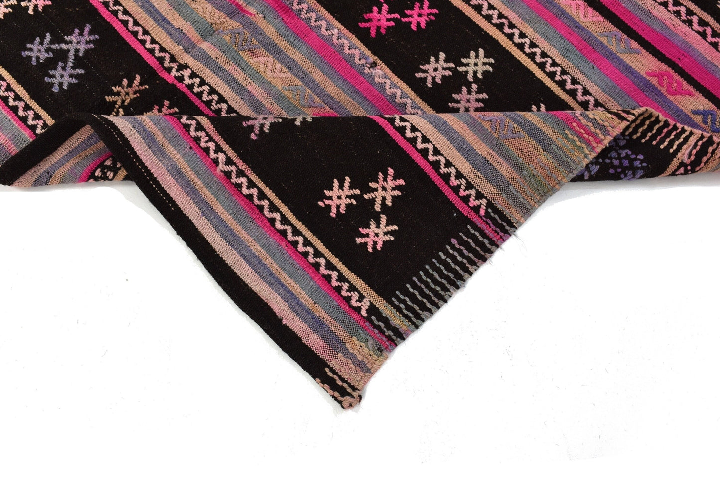 Pink Black Kilim rug, Turkish Vintage Kilim Rug 5x8, Gypsy decor, Boho Kilim rug ,Area Living room rug, Anatolia rug ,Floor Kilim Rug,3187