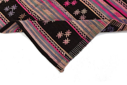 Pink Black Kilim rug, Turkish Vintage Kilim Rug 5x8, Gypsy decor, Boho Kilim rug ,Area Living room rug, Anatolia rug ,Floor Kilim Rug,3187