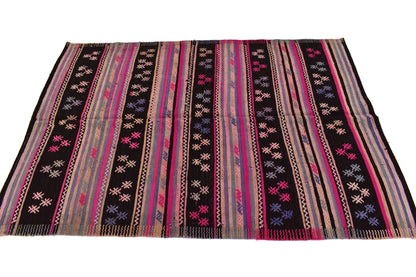 Pink Black Kilim rug, Turkish Vintage Kilim Rug 5x8, Gypsy decor, Boho Kilim rug ,Area Living room rug, Anatolia rug ,Floor Kilim Rug,3187