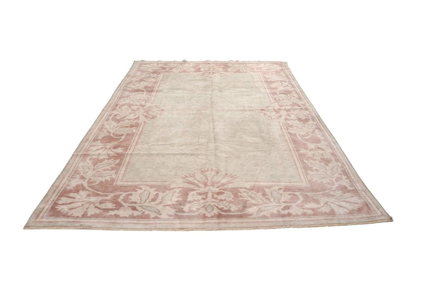 5x8 Floral Beige Oushak Vintage Turkish Rug, Wool Handmade Rug, Carpet rug, Luxury rug, Home Decor, Living room, Nursery Rug,4295