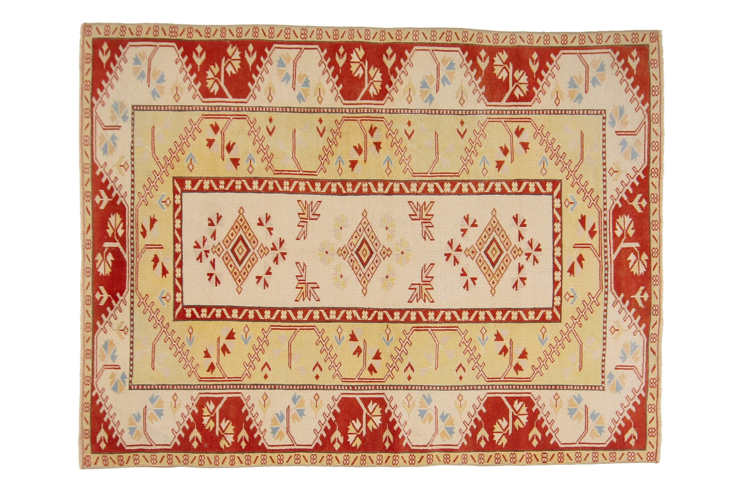 Neutral Oushak Rug, Pale Turkish Rug,  Area Carpet Rug ,4x6 TURKİSH RUG, Small Room Rug, Coastal Decor, Bedroom Rug ,Red, Yellow,Rug4405