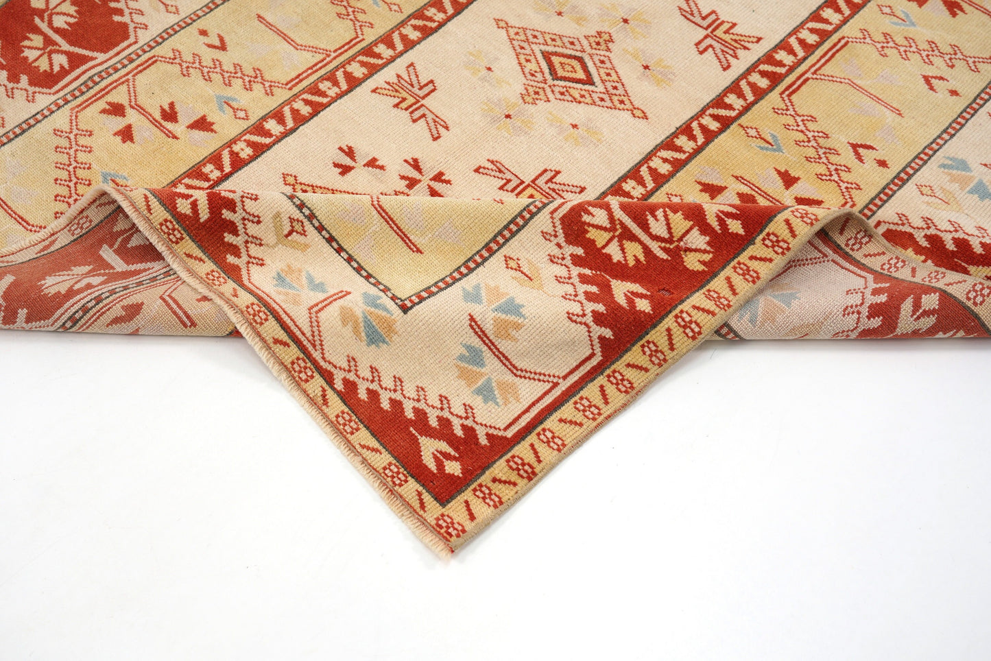 Neutral Oushak Rug, Pale Turkish Rug,  Area Carpet Rug ,4x6 TURKİSH RUG, Small Room Rug, Coastal Decor, Bedroom Rug ,Red, Yellow,Rug4405