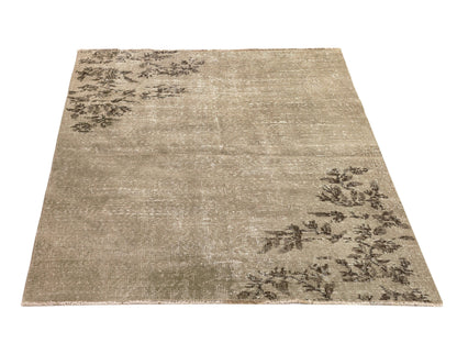Turkish Oushak Vintage Rug, Anatolia Old Handmade Rug, Carpet rug, Area rug, 4x5 Rug, Rustic decor, Office rug, Kid room rug, Vintage, 9607