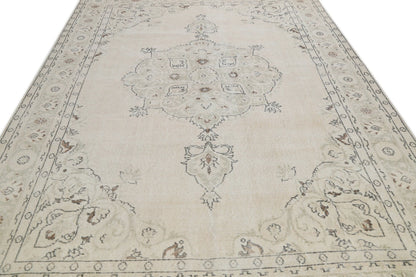 7x10 Beige Rug, 7x10 Turkish Oushak Vintage Rug ,Floral Pastel Area Rug, Farmhouse decor, Living room rug, One-of-a-kind ,8032