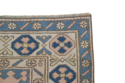 Pink Blue Turkish rug, Oushak rug 6x8, Vintage rug 6x8, Eclectic decor, Nursery rug, Carpet rug ,Faded rug, Pastel rug, Boho decor, 8034