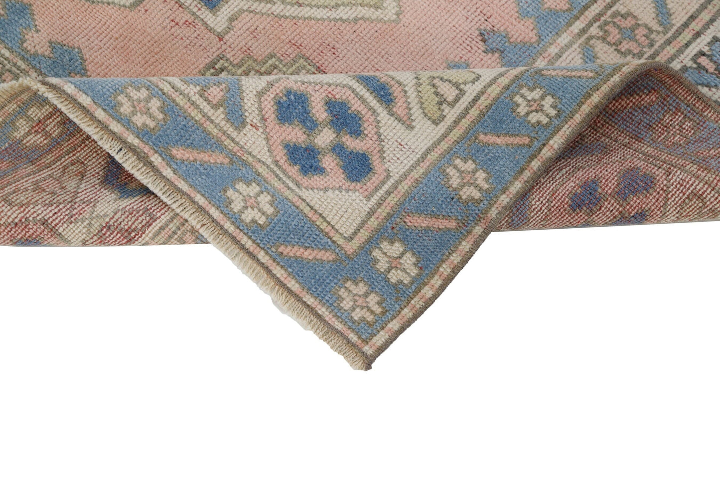 Pink Blue Turkish rug, Oushak rug 6x8, Vintage rug 6x8, Eclectic decor, Nursery rug, Carpet rug ,Faded rug, Pastel rug, Boho decor, 8034