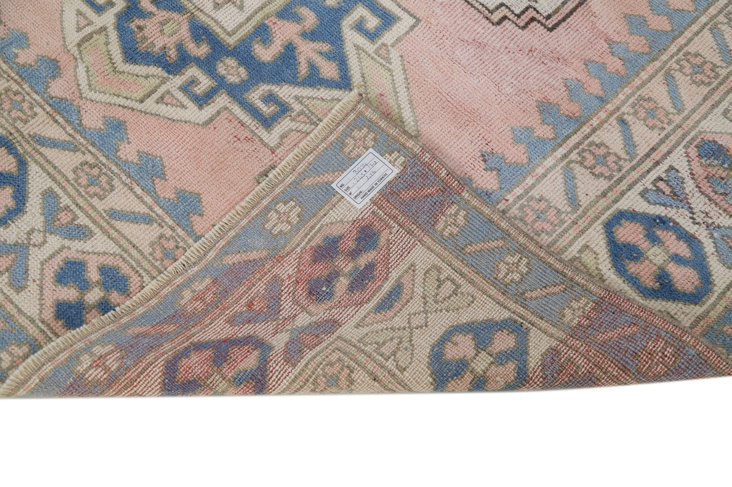 Pink Blue Turkish rug, Oushak rug 6x8, Vintage rug 6x8, Eclectic decor, Nursery rug, Carpet rug ,Faded rug, Pastel rug, Boho decor, 8034