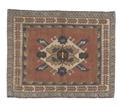 Small Vintage Rug ,Geometric Anatolia Rug ,Oushak Rug ,Small Carpet Rug ,Antique Rug ,Neutral Rug ,Handmade Rug ,Turkish Rug ,9612