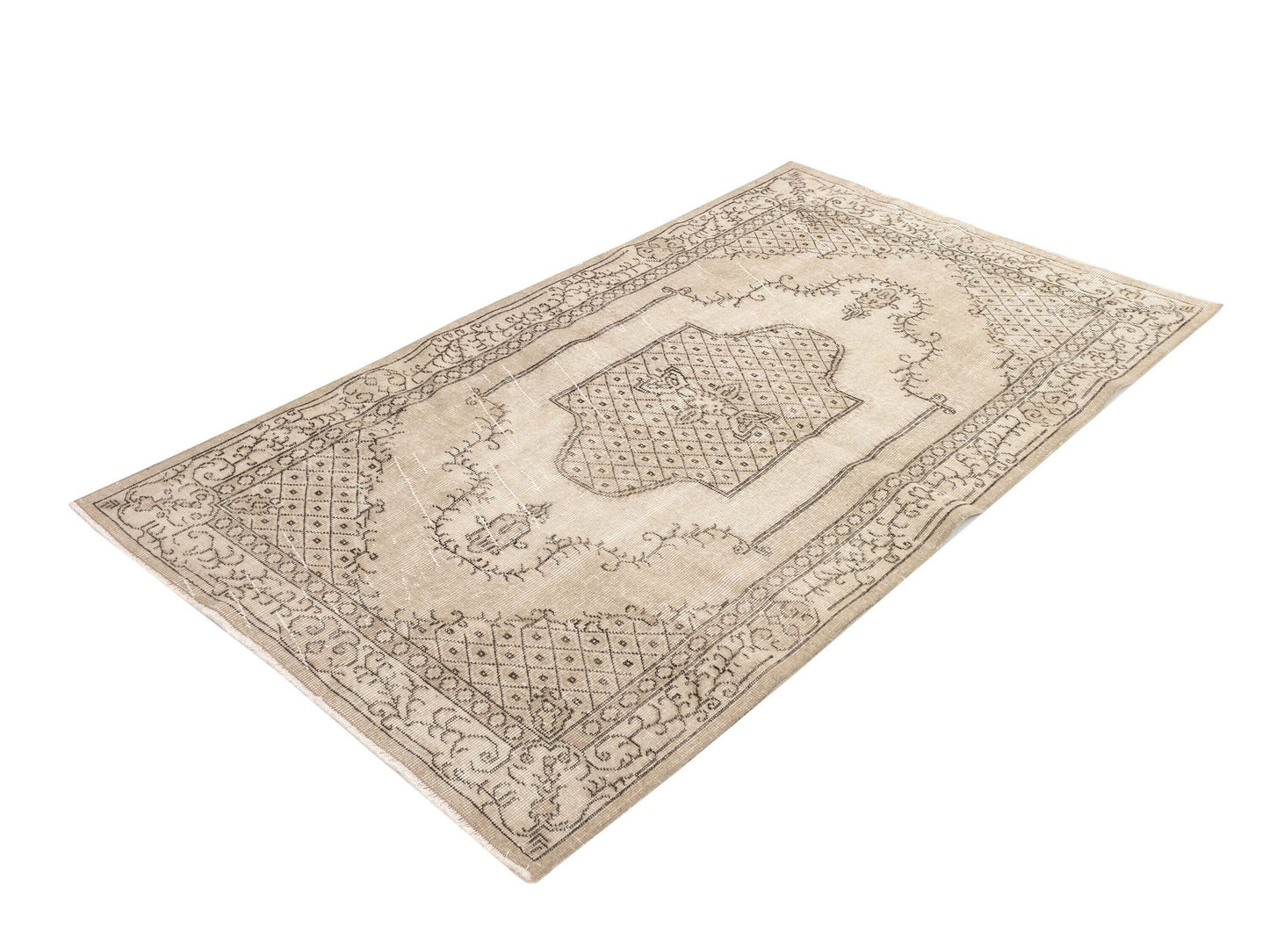 Oushak Rug, Vintage Rug, Faded Rug, Area Rug, Muted Oushak Rug, Beige Carpet rug, Small Turkish Rug 4x7, Handmade Wool Rug, Turkey rug, 9640