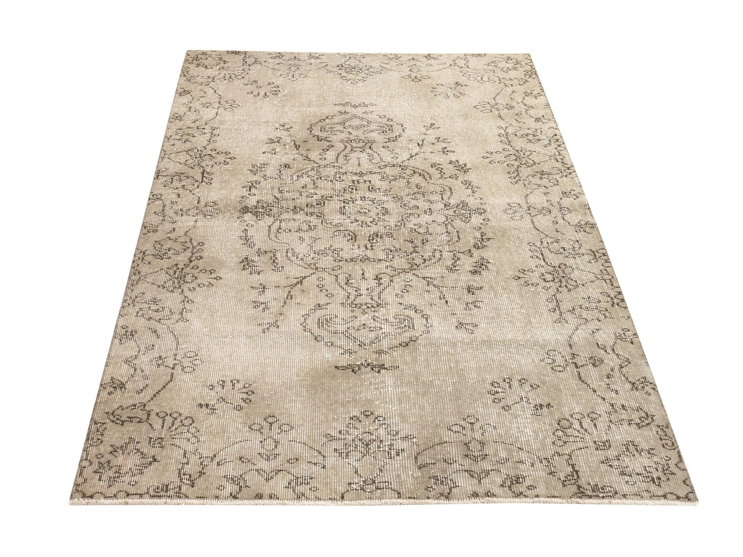 Turkish Rug Beige 4x7, Oushak Rug, Vintage Rug Handmade, Eclectic decor, Dining Room rug, Area rug 4x7, Carpet Rug, One of a kind rug, 9655