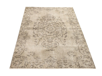 Turkish Rug Beige 4x7, Oushak Rug, Vintage Rug Handmade, Eclectic decor, Dining Room rug, Area rug 4x7, Carpet Rug, One of a kind rug, 9655