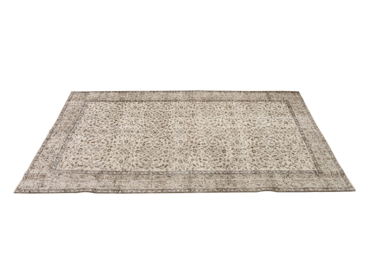 4x7 Beige Anatolia Oushak Rug, Neutral Turkish rug, Vintage Area Carpet rug, Handmade Wool Floral rug, Bedroom rug, Farmhouse decor, 9660