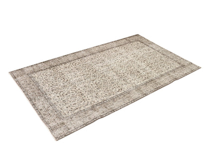 4x7 Beige Anatolia Oushak Rug, Neutral Turkish rug, Vintage Area Carpet rug, Handmade Wool Floral rug, Bedroom rug, Farmhouse decor, 9660
