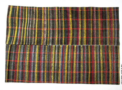 Plaid Eclectic Rug Kilim, Area Boho Bedroom Kilim rug, Turkish Vintage Kilim Rug, Turkey rug, Colorful Handmade ,Kilim rug, 134