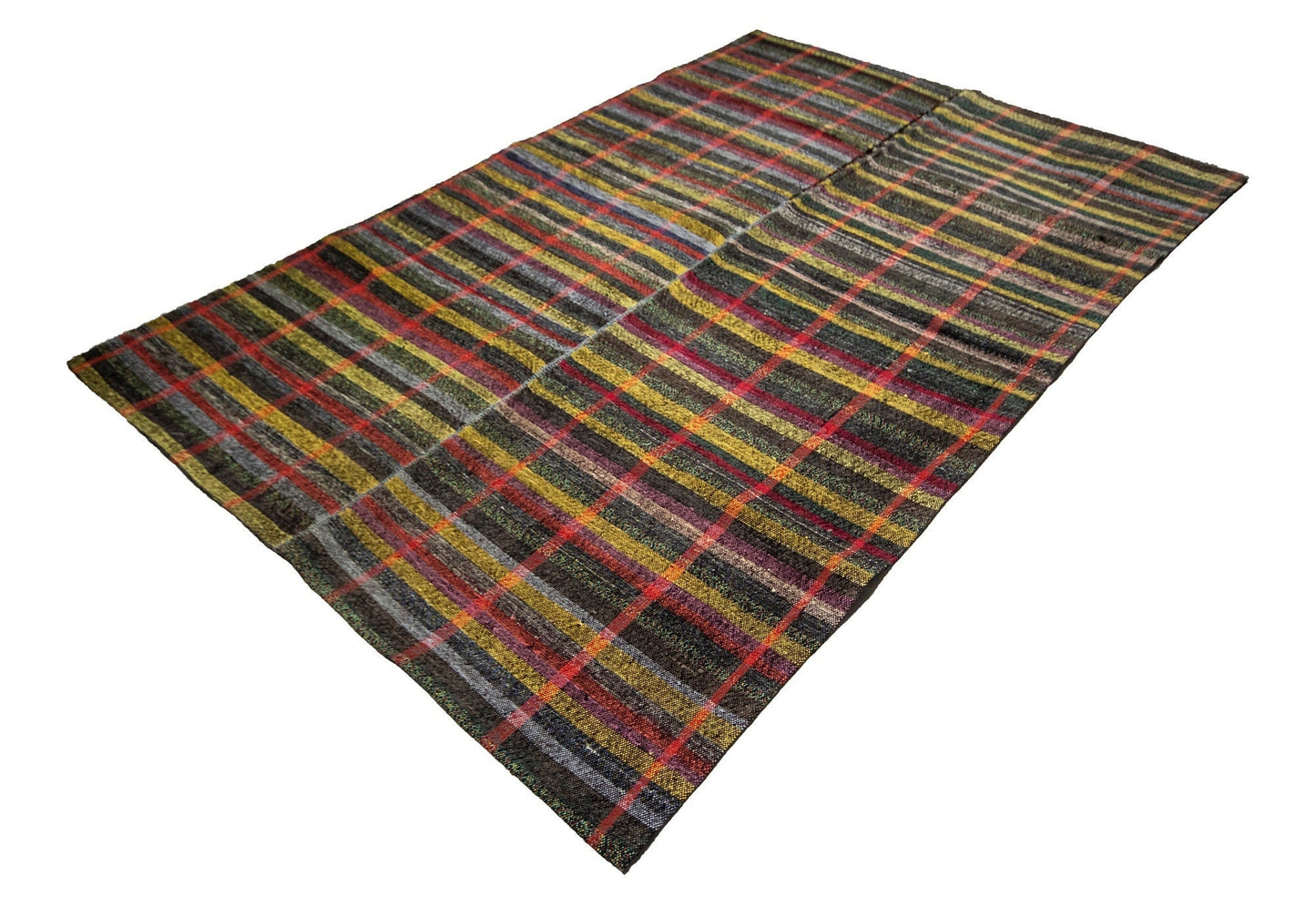Plaid Eclectic Rug Kilim, Area Boho Bedroom Kilim rug, Turkish Vintage Kilim Rug, Turkey rug, Colorful Handmade ,Kilim rug, 134