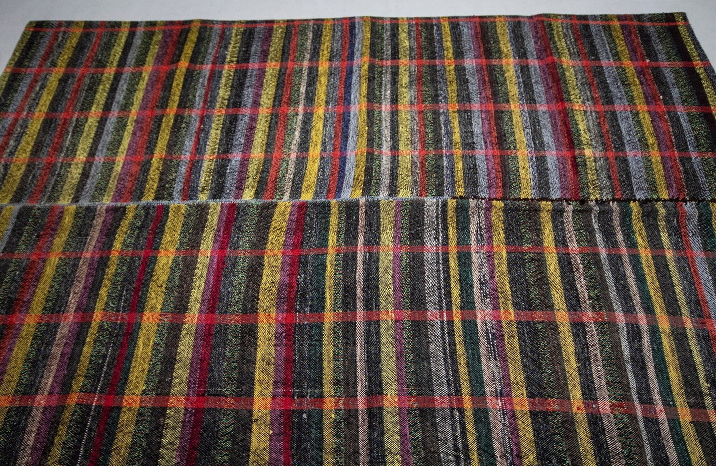 Plaid Eclectic Rug Kilim, Area Boho Bedroom Kilim rug, Turkish Vintage Kilim Rug, Turkey rug, Colorful Handmade ,Kilim rug, 134