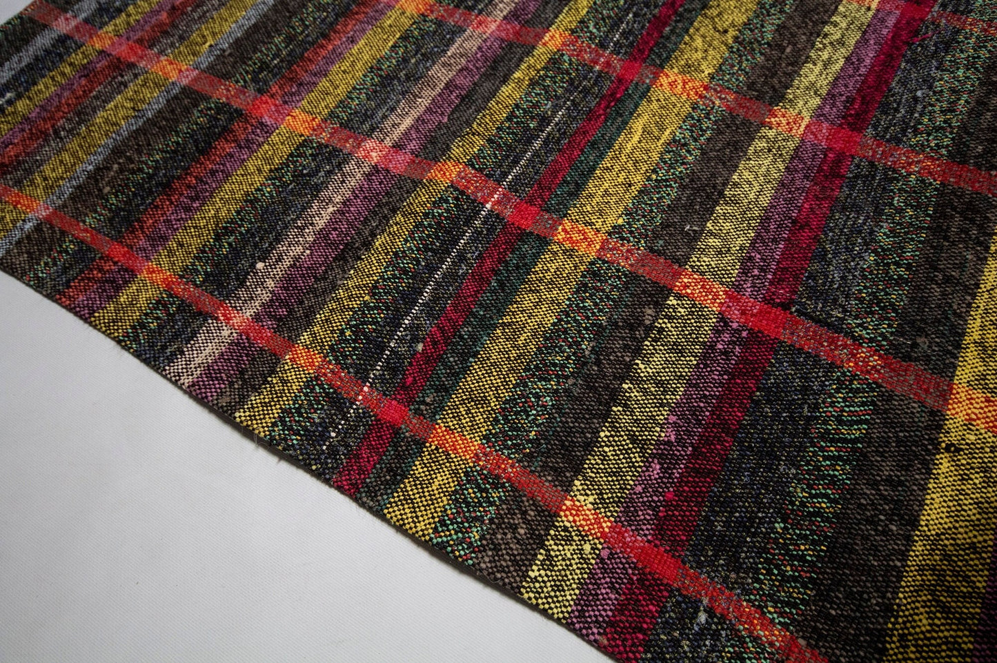 Plaid Eclectic Rug Kilim, Area Boho Bedroom Kilim rug, Turkish Vintage Kilim Rug, Turkey rug, Colorful Handmade ,Kilim rug, 134